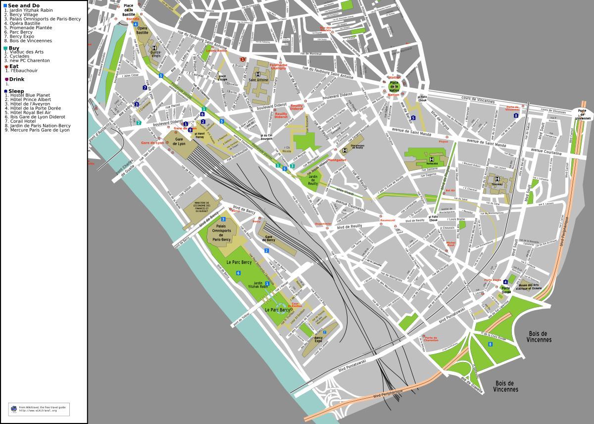 Карта на 12 arrondissement на Париз