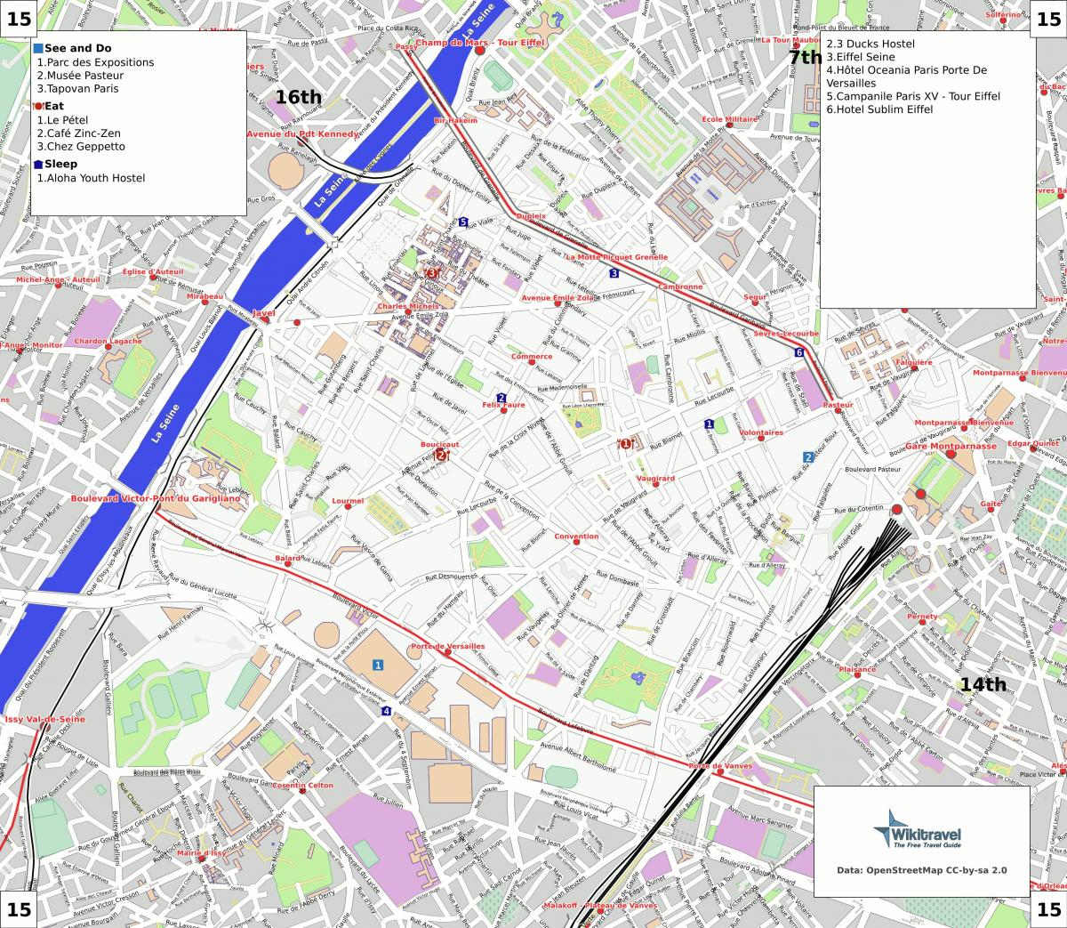 Карта на 15 arrondissement на Париз