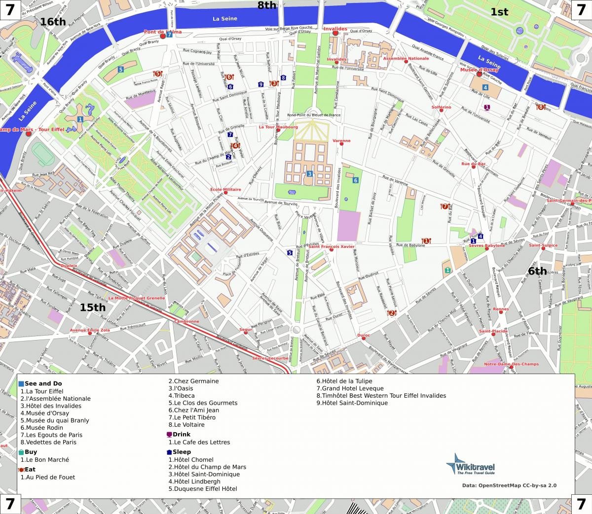 Мапа на 7 arrondissement на Париз