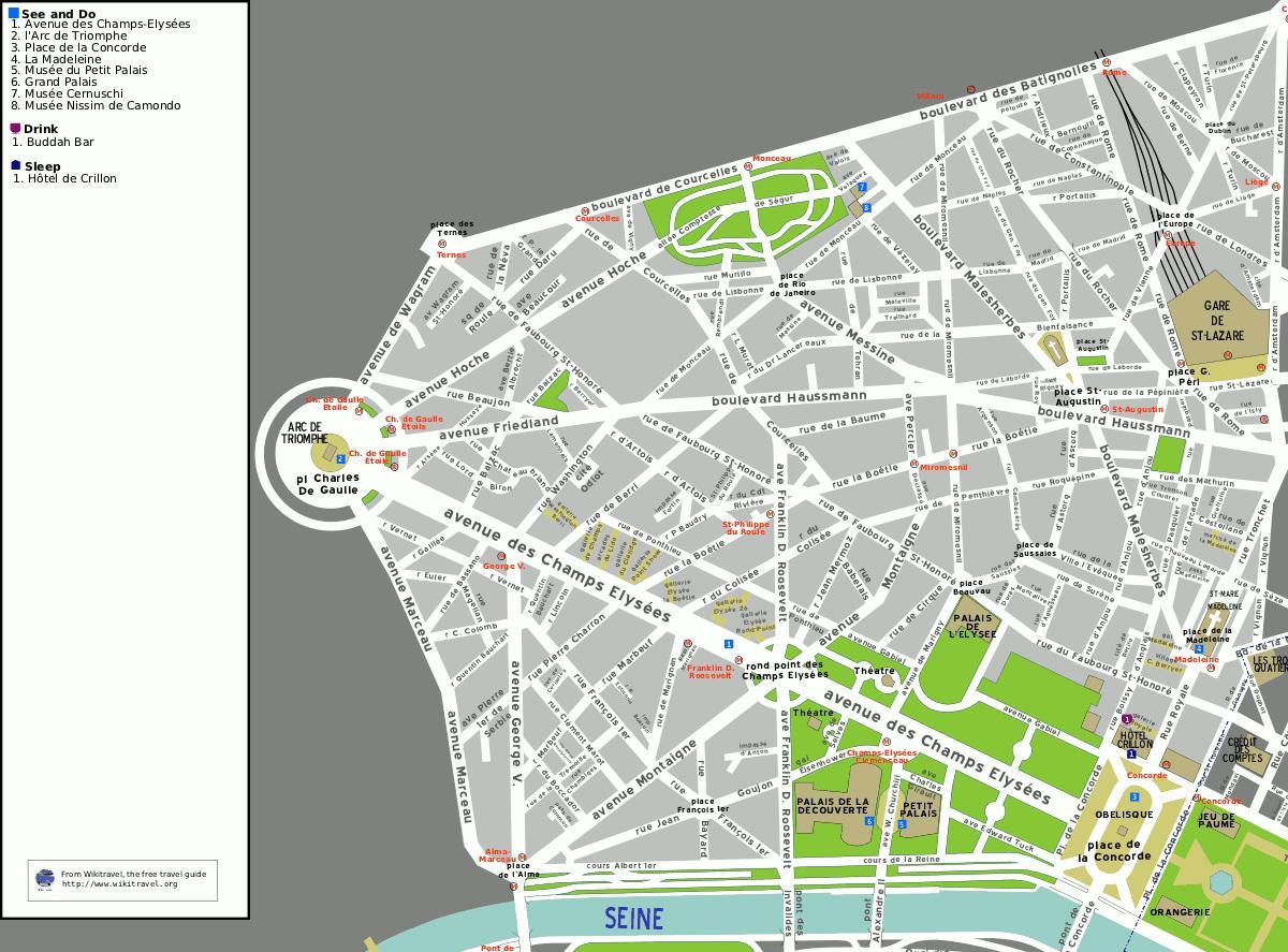 Карта на 8-ми arrondissement на Париз