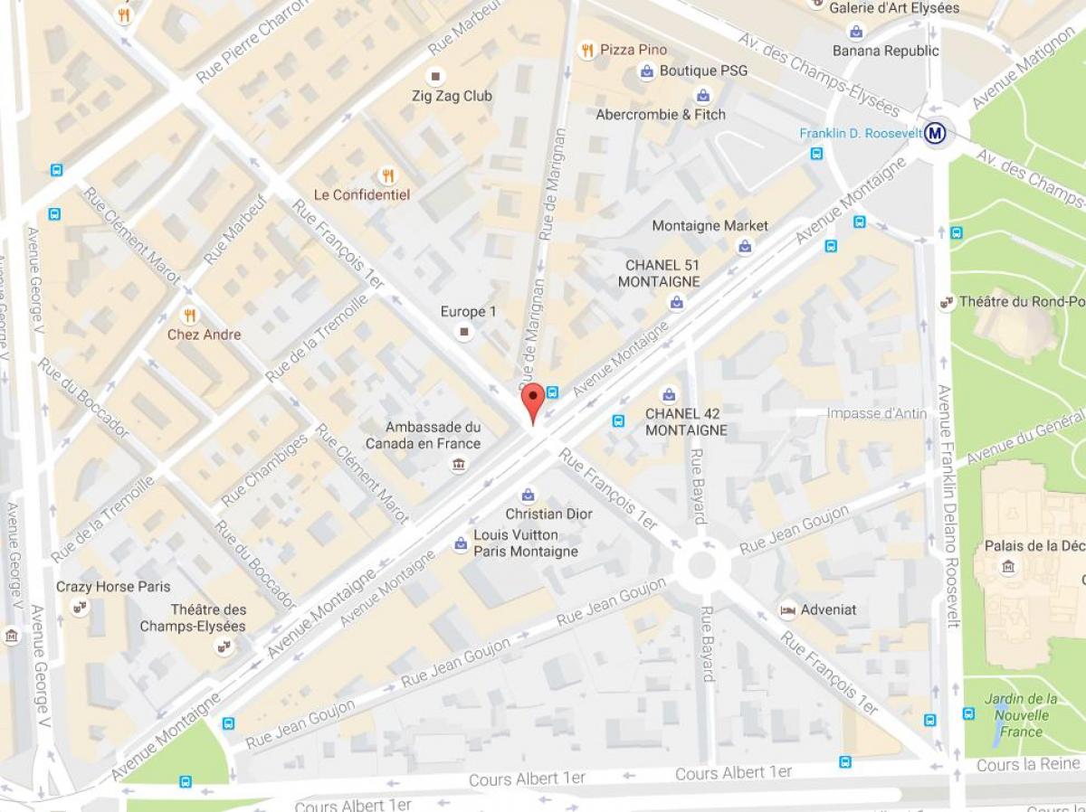 Карта на Авенија Montaigne