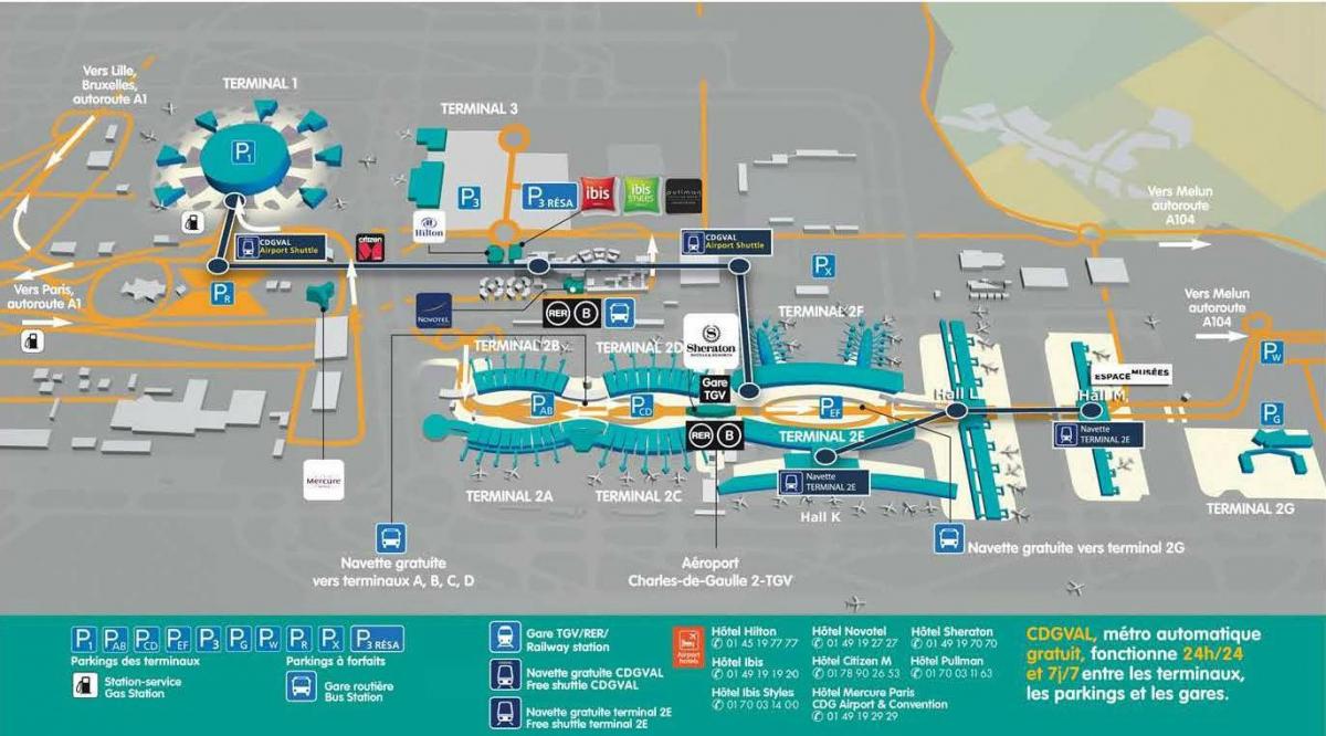 Карта на CDG аеродром