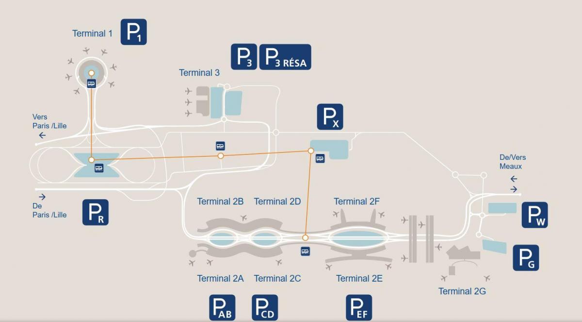 Карта на CDG аеродром паркинг