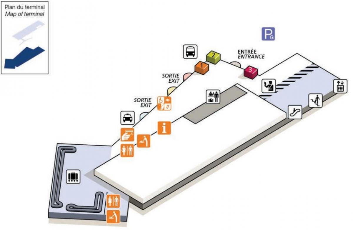 Карта на CDG аеродромски терминал 2G
