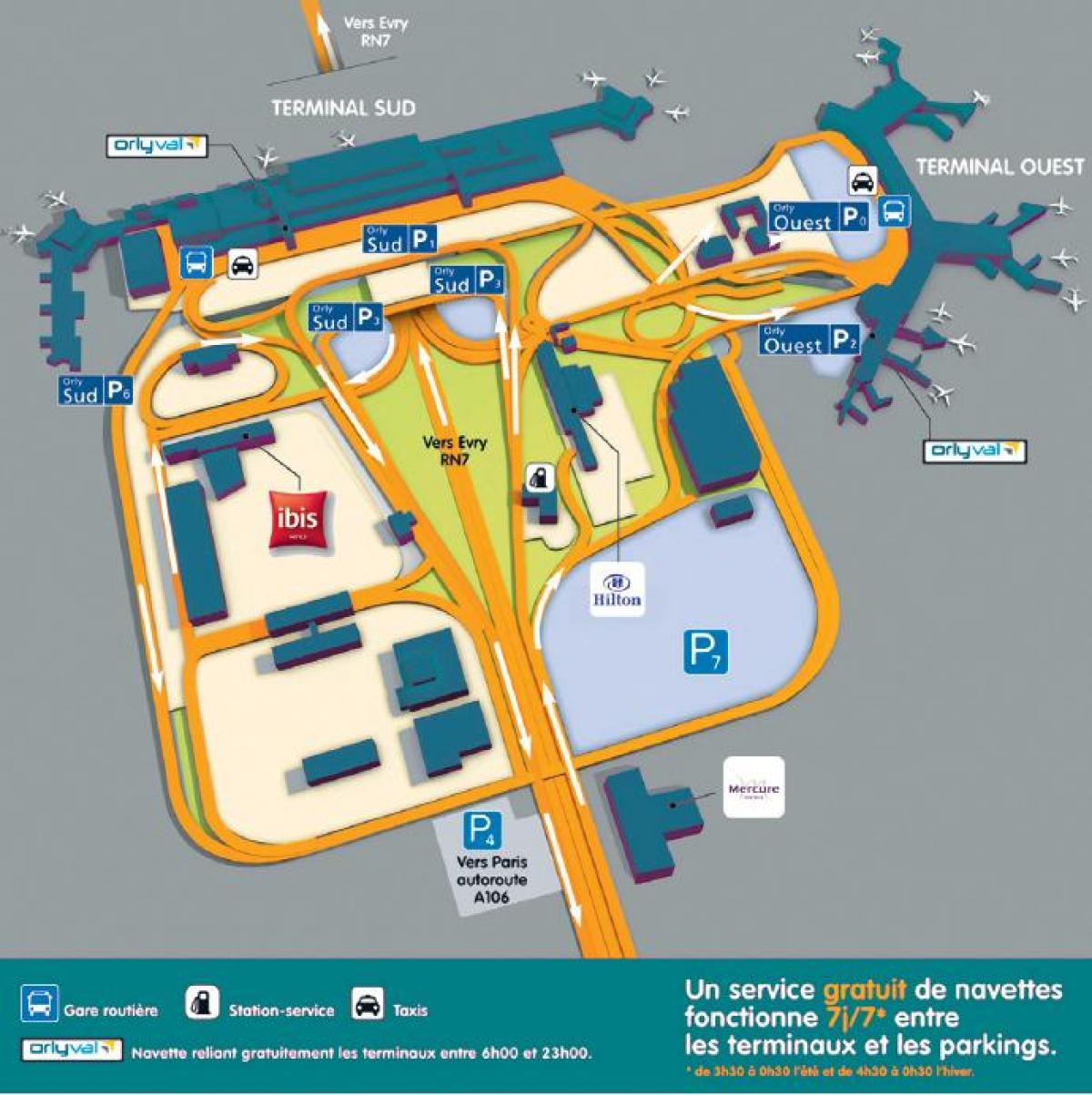 Карта на Orly аеродром