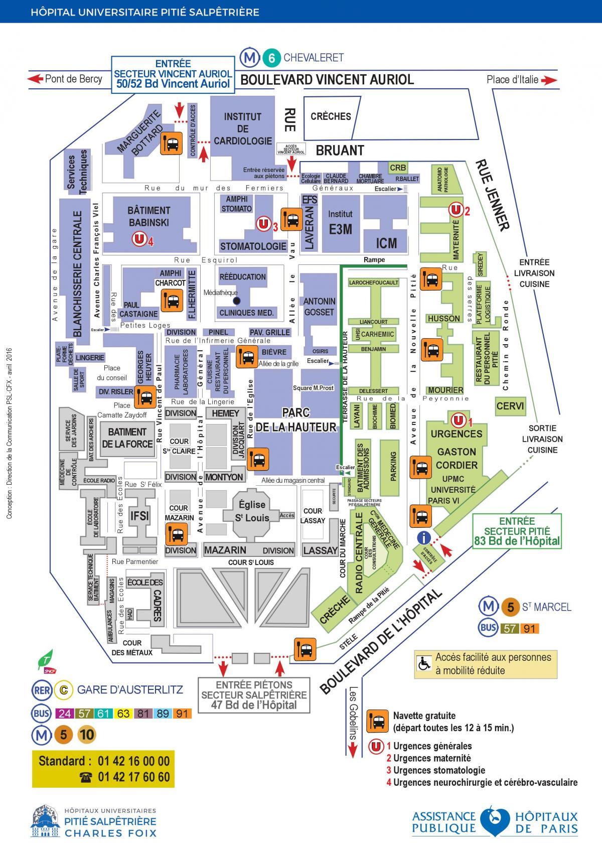 Карта на Pitie Salpetriere болница
