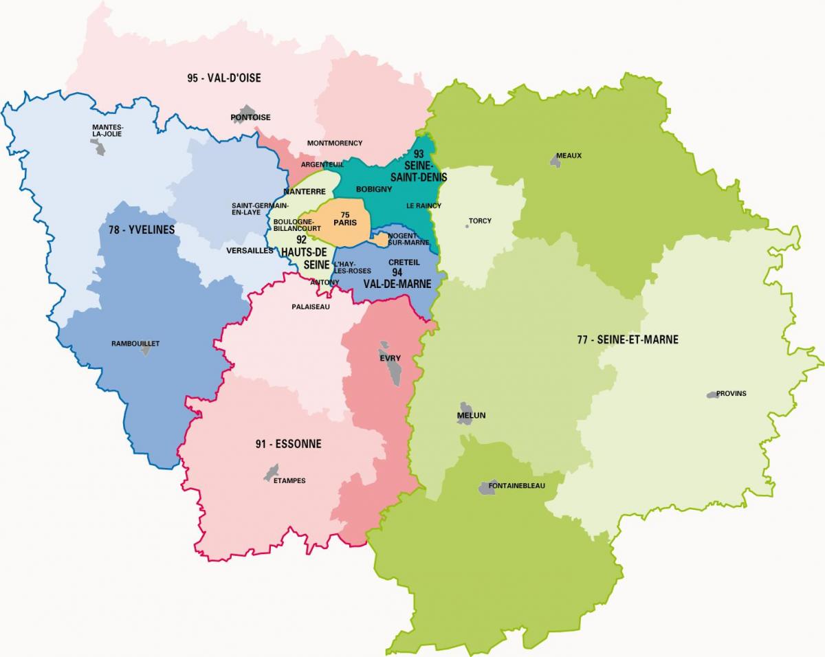 Карта на région parisienne