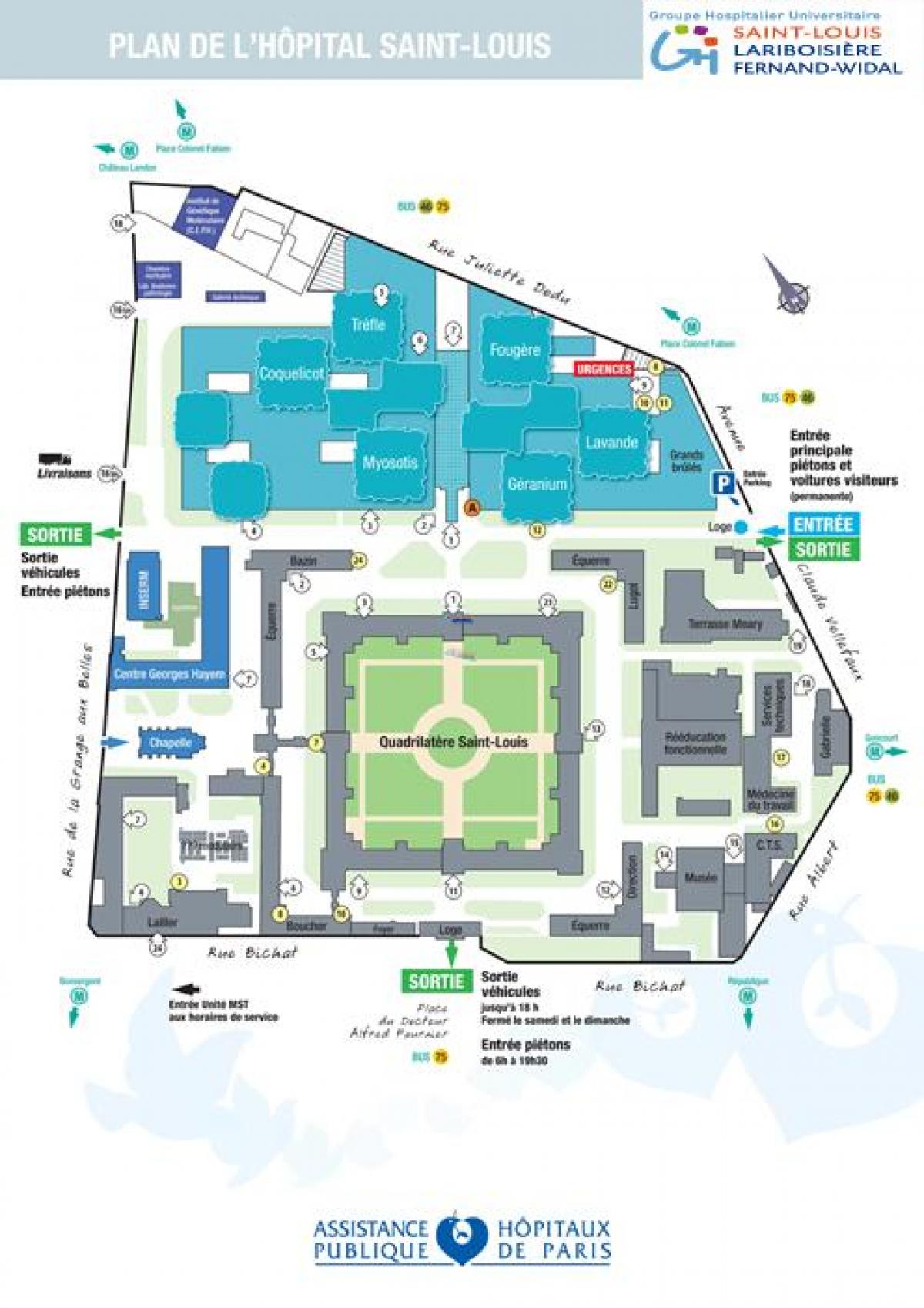 Карта на Saint-Louis болница