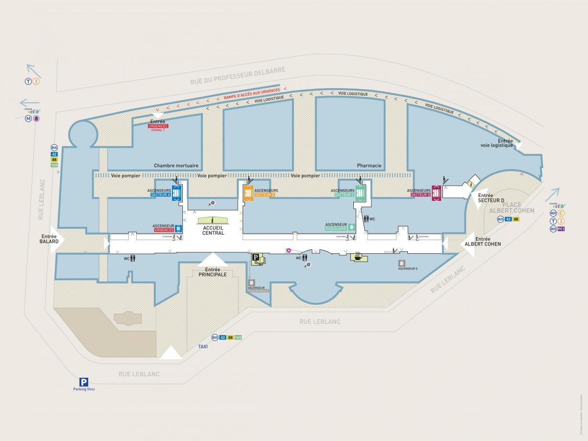 Карта на Жорж-Pompidou болница