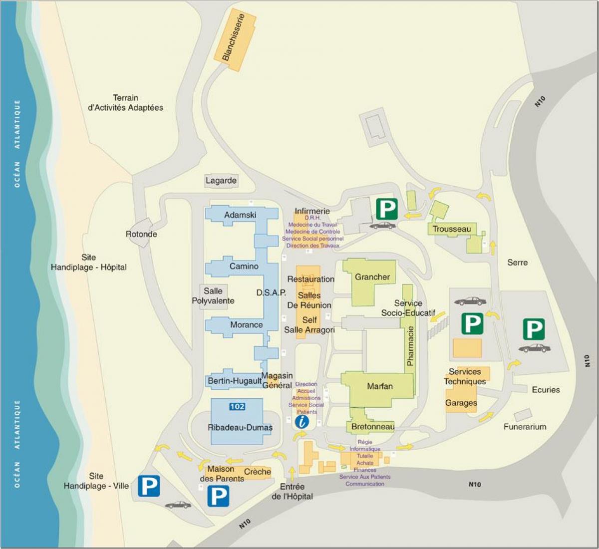 Карта на Марин де Hendaye болница