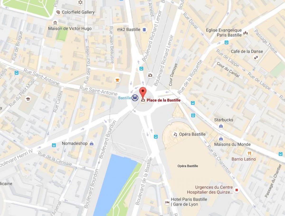 Карта на Местото de la Bastille