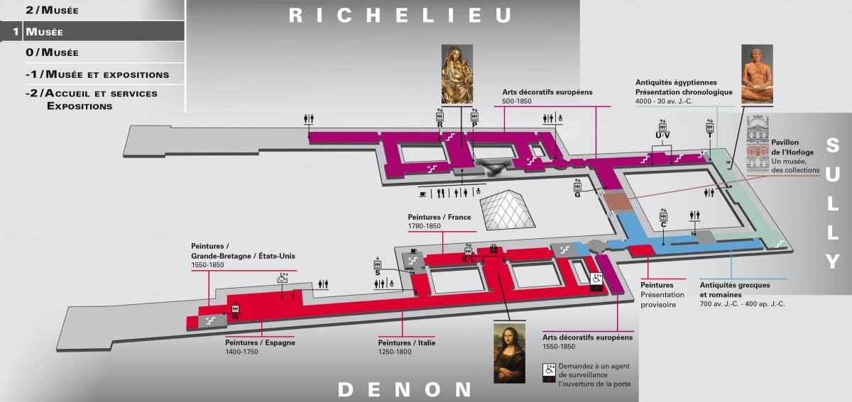 Карта на Музеј Лувр Ниво 1