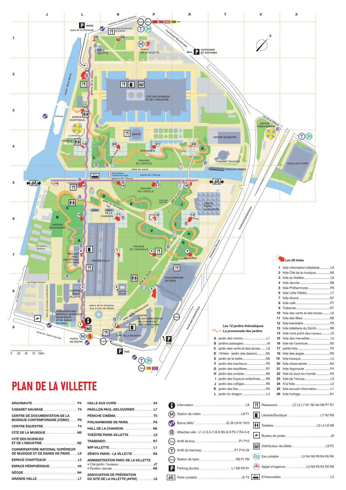 Карта на Parc де ла Villette