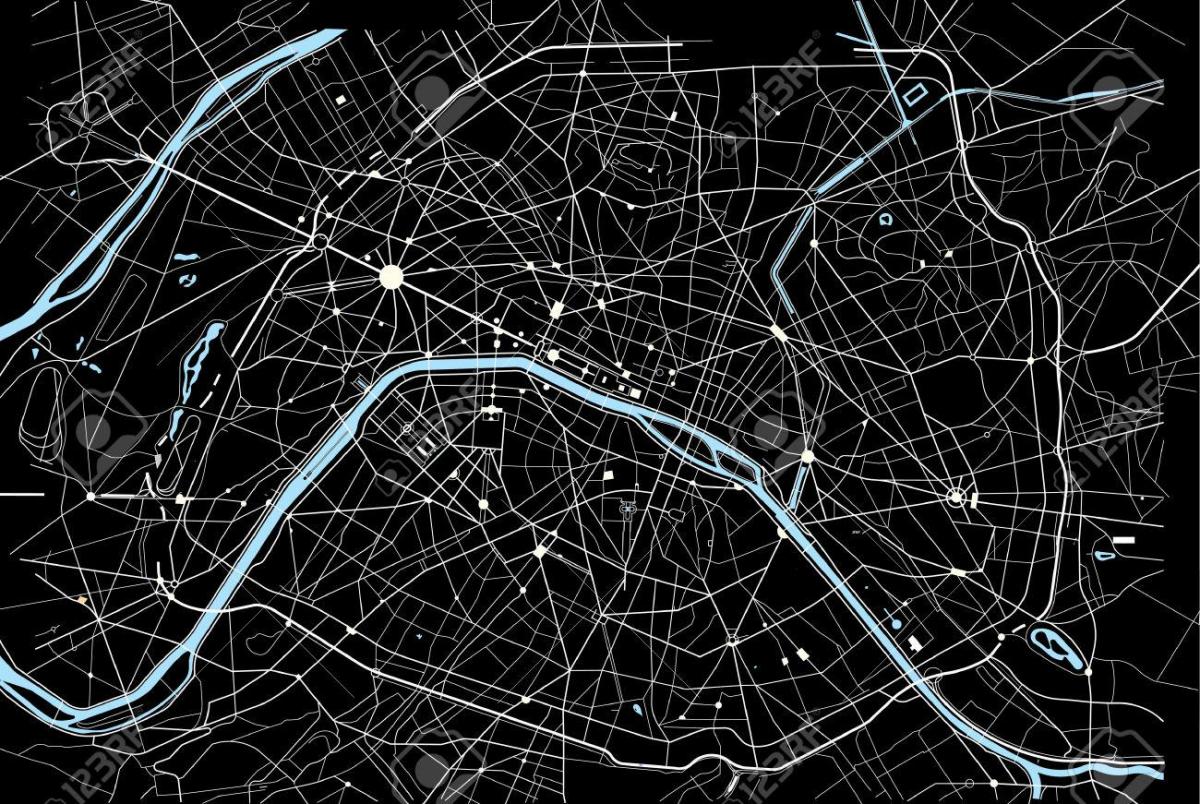 Карта на Париз Црно и Бело