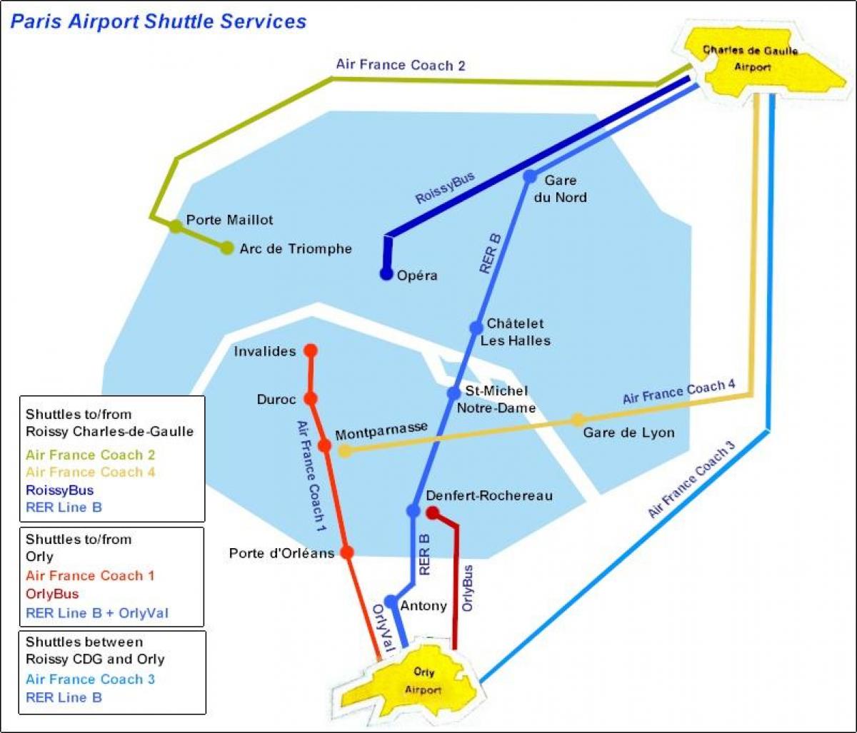 Карта на Парискиот аеродром шатл