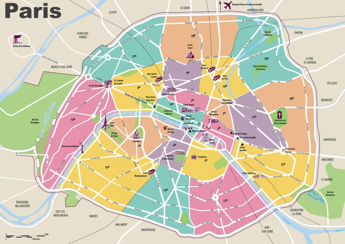Карта на Париз атракции