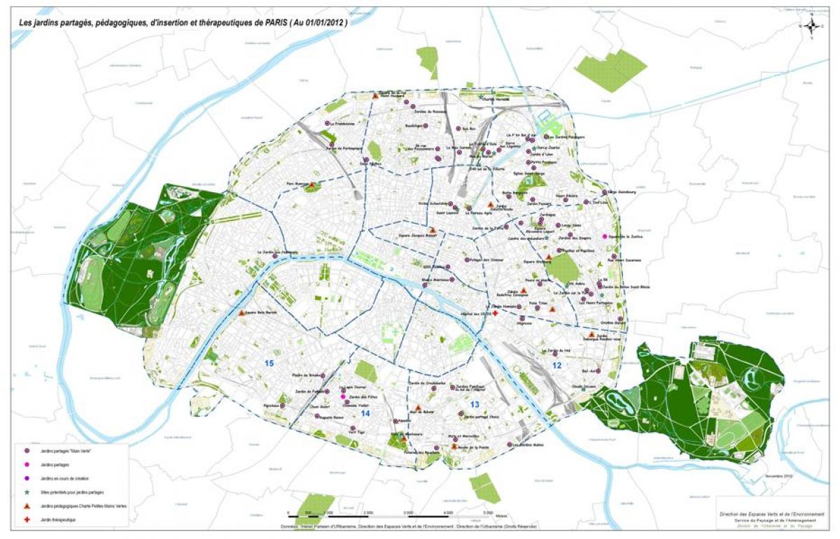 Карта на париз градини
