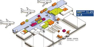 Карта на CDG аеродромски терминал 3