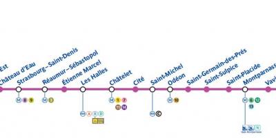 Карта на Париз метрото линија 4