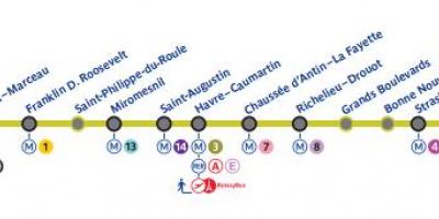 Карта на Париз метрото линија 9