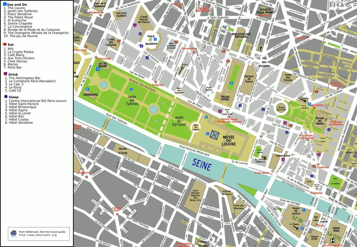 Карта на 1 arrondissement на Париз