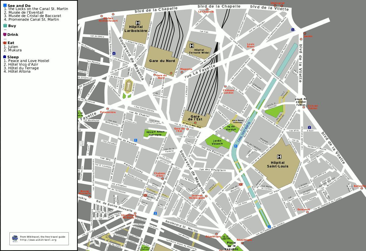 Карта на 10 arrondissement на Париз