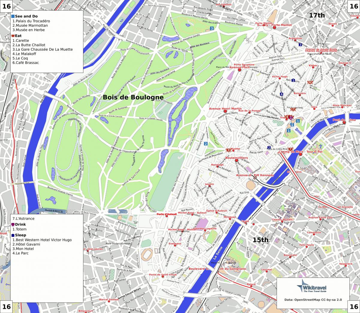 Карта на 16 arrondissement на Париз