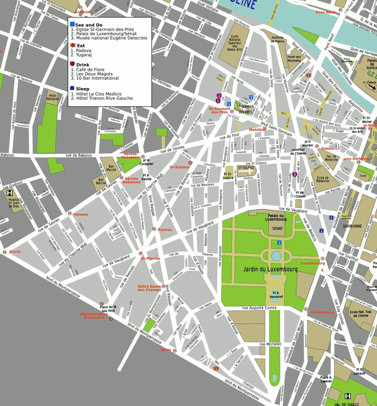 Карта на 6 arrondissement на Париз