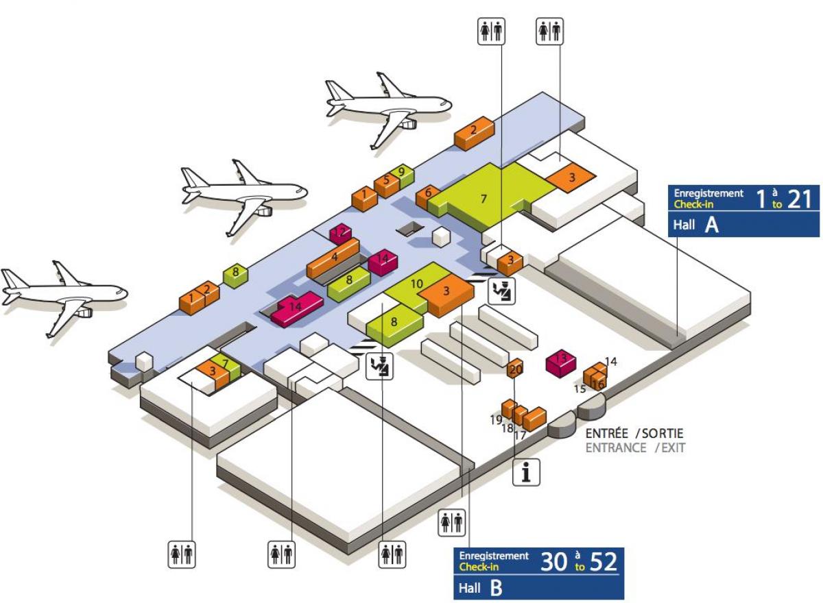 Карта на CDG аеродромски терминал 3