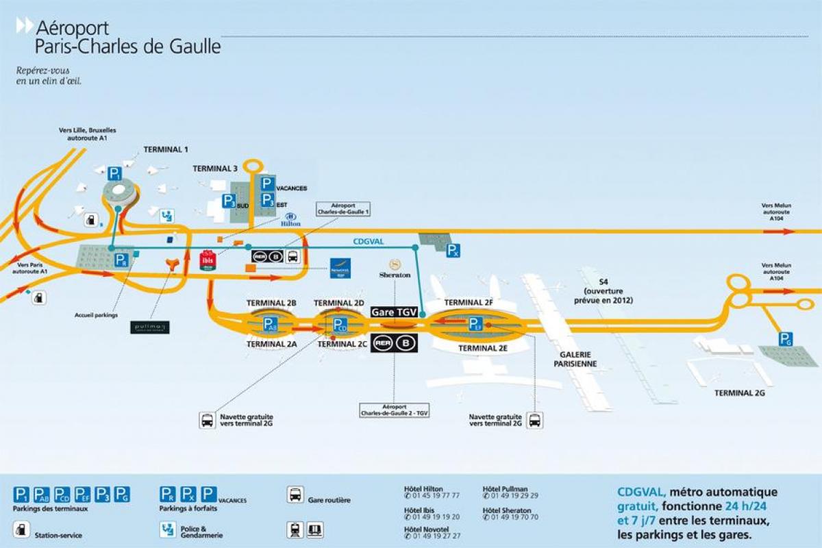 Карта на Charles de Gaulle аеродром