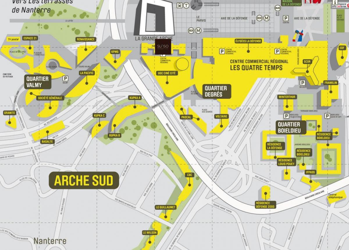 Карта на La Défense Јужна Arche