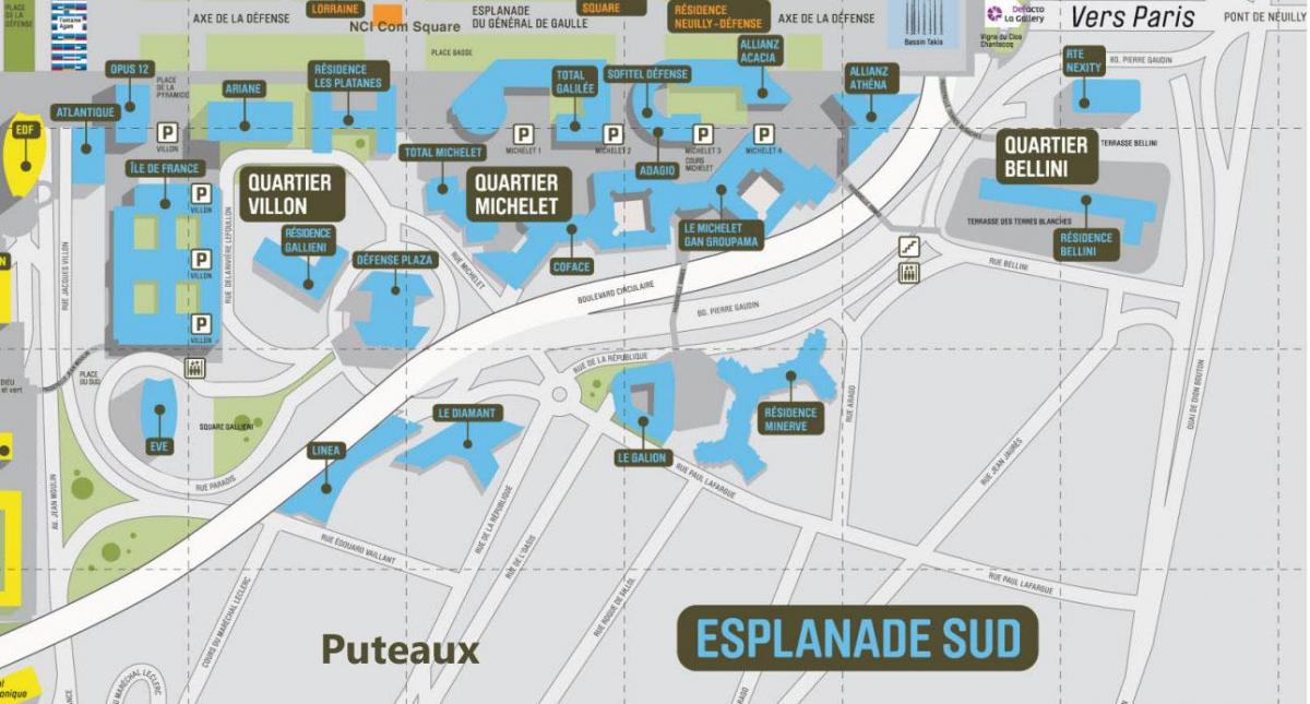 Карта на La Défense Јужна Esplanade