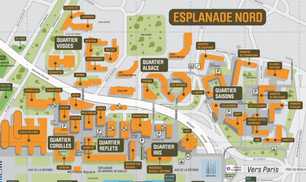 Карта на La Défense Северна Esplanade