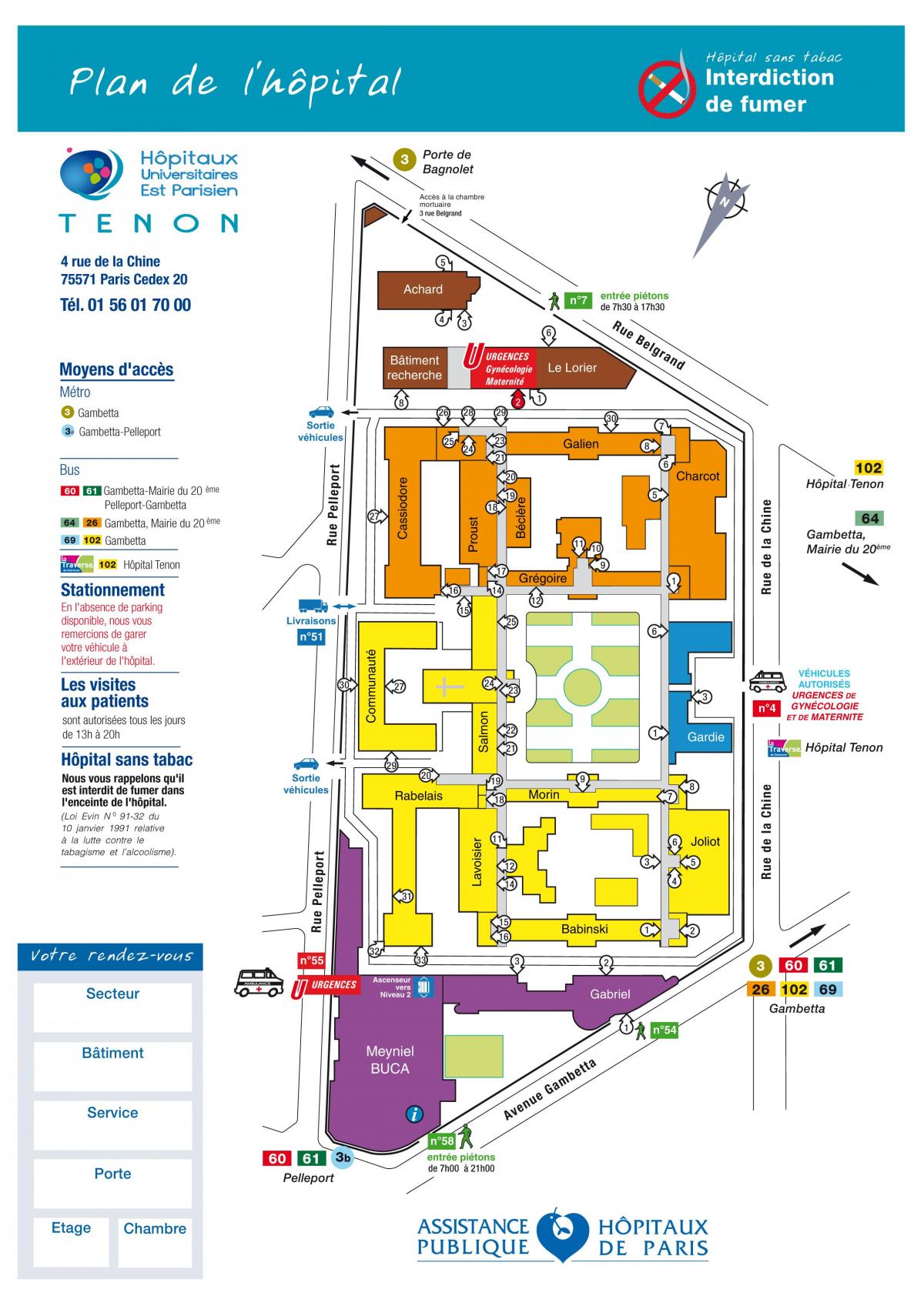 Карта на Tenon болница