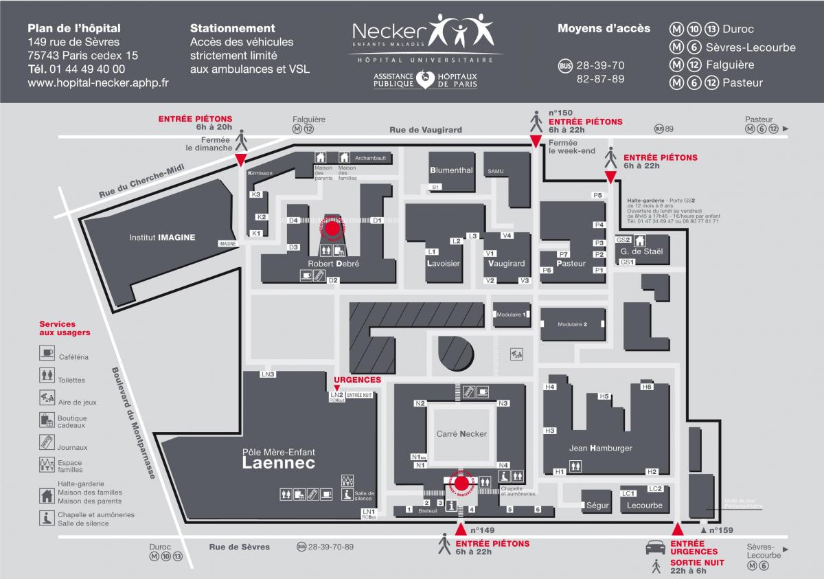 Карта на болница Necker