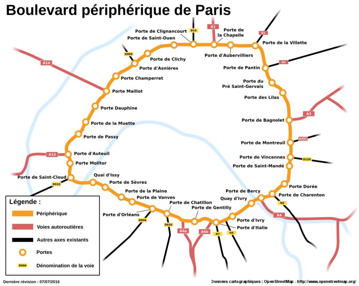 Карта на Булевар Périphérique