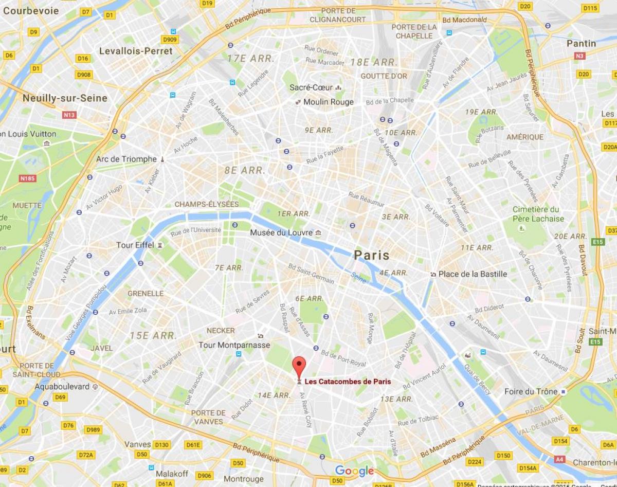 Карта на Катакомби во Париз