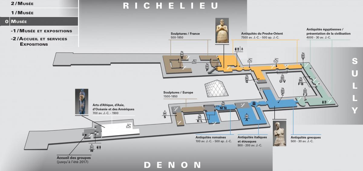 Карта на Музеј Лувр Ниво 0