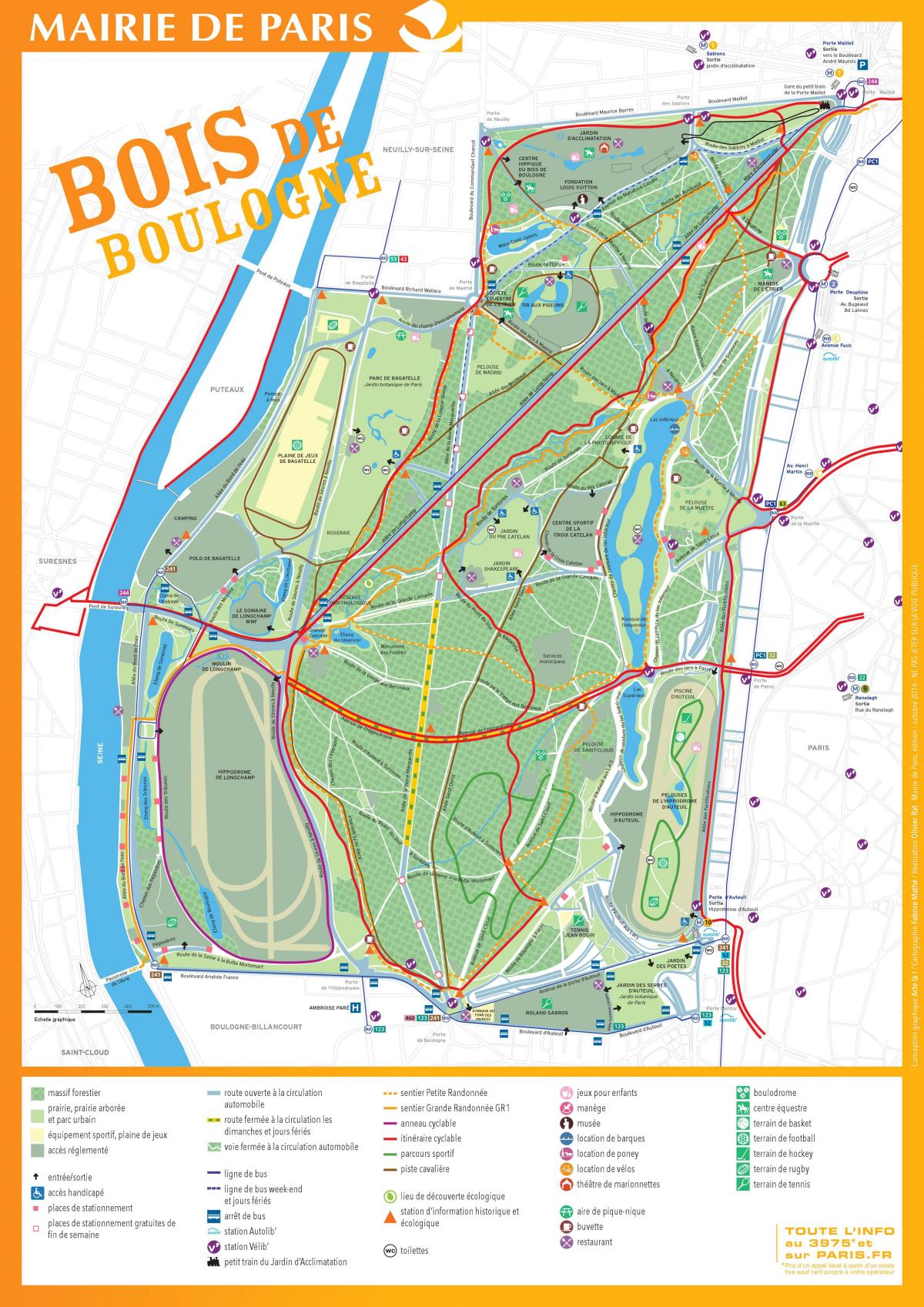 Карта на Bois de Boulogne