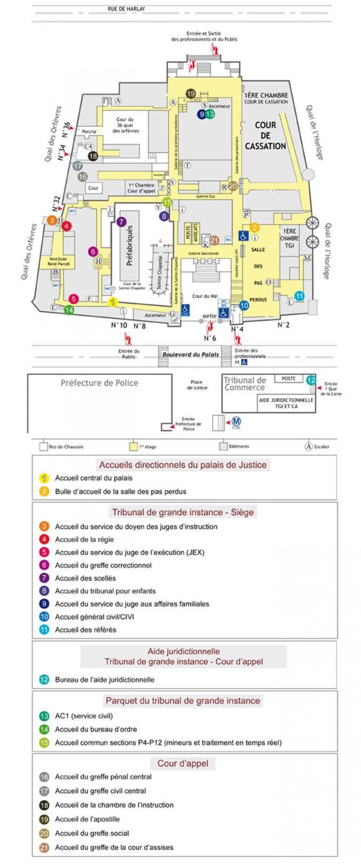 Карта на Palais de Justice Париз