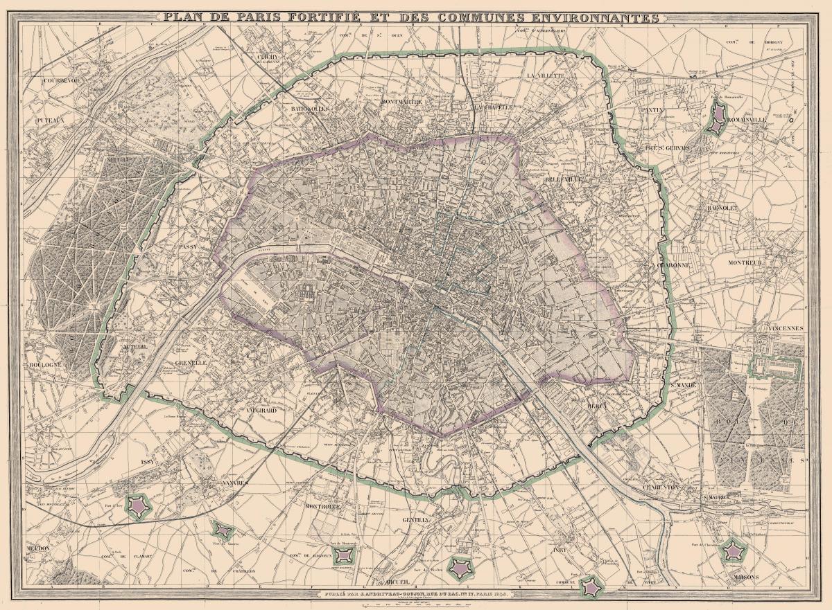 Карта на Париз, 1850 година