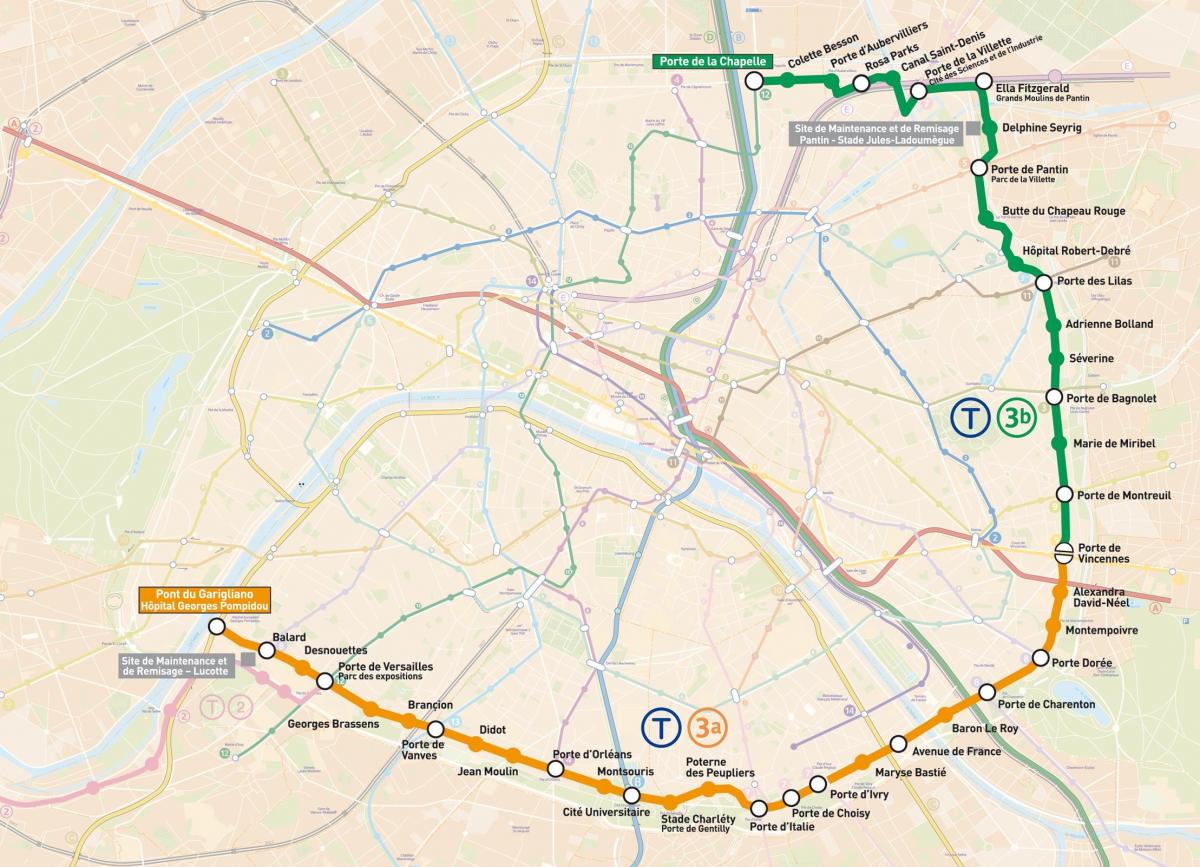 Карта на Париз Tramways