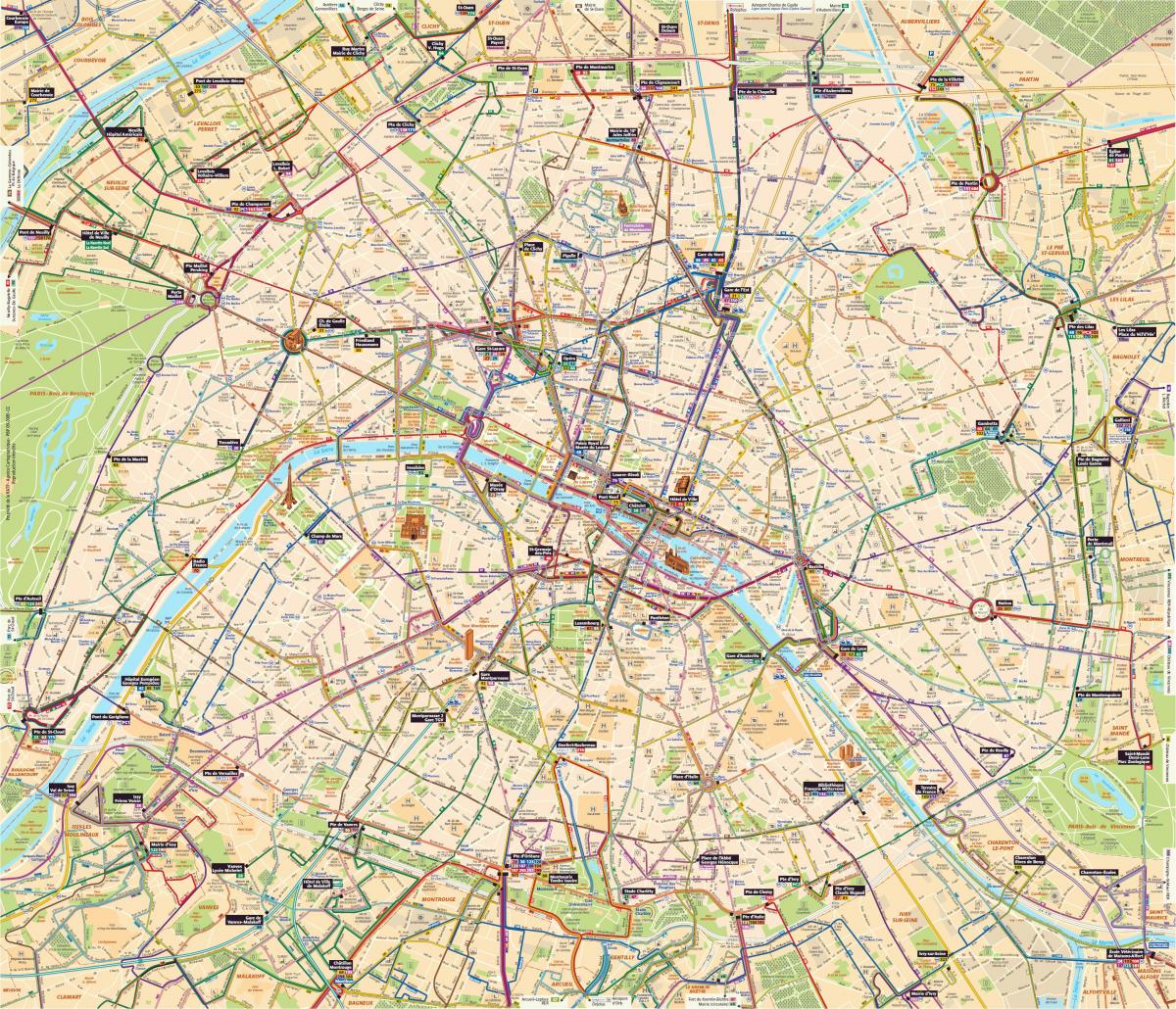 Карта на Париз со автобус