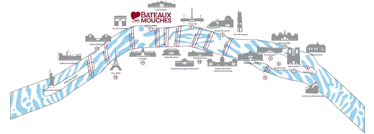 Карта на Париз летаат чамци