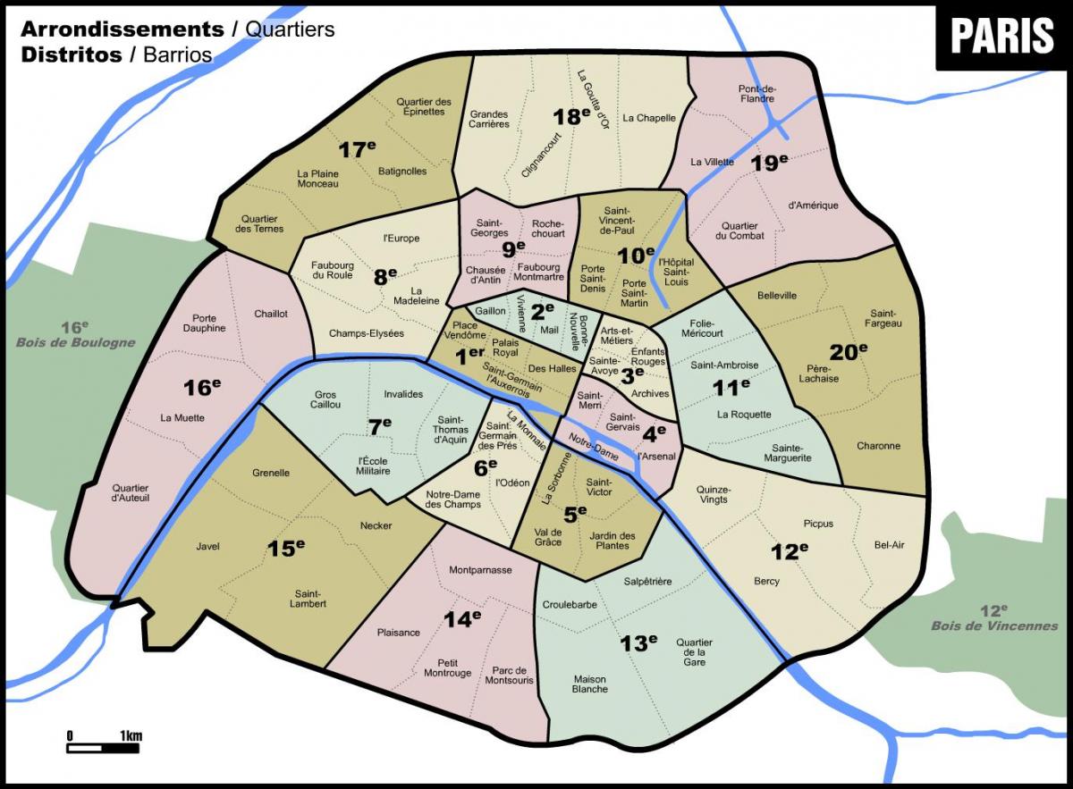 Карта на Париз населби