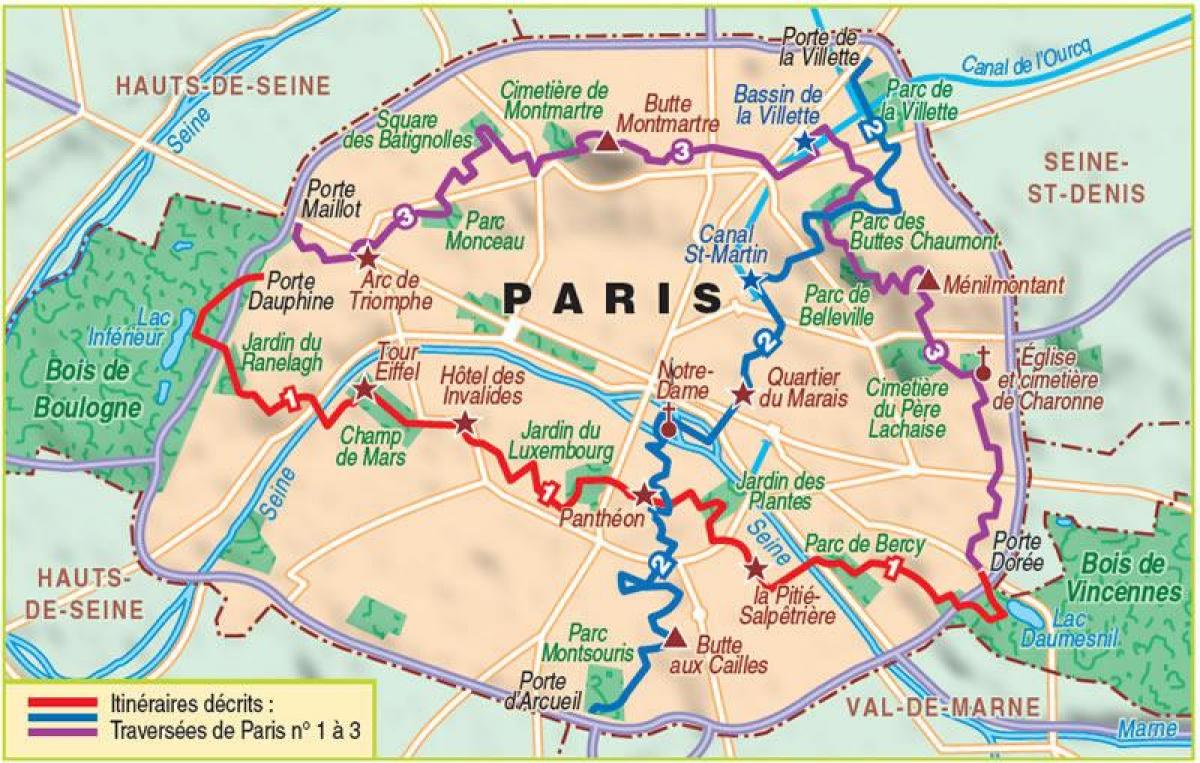 Карта на Париз пешачење