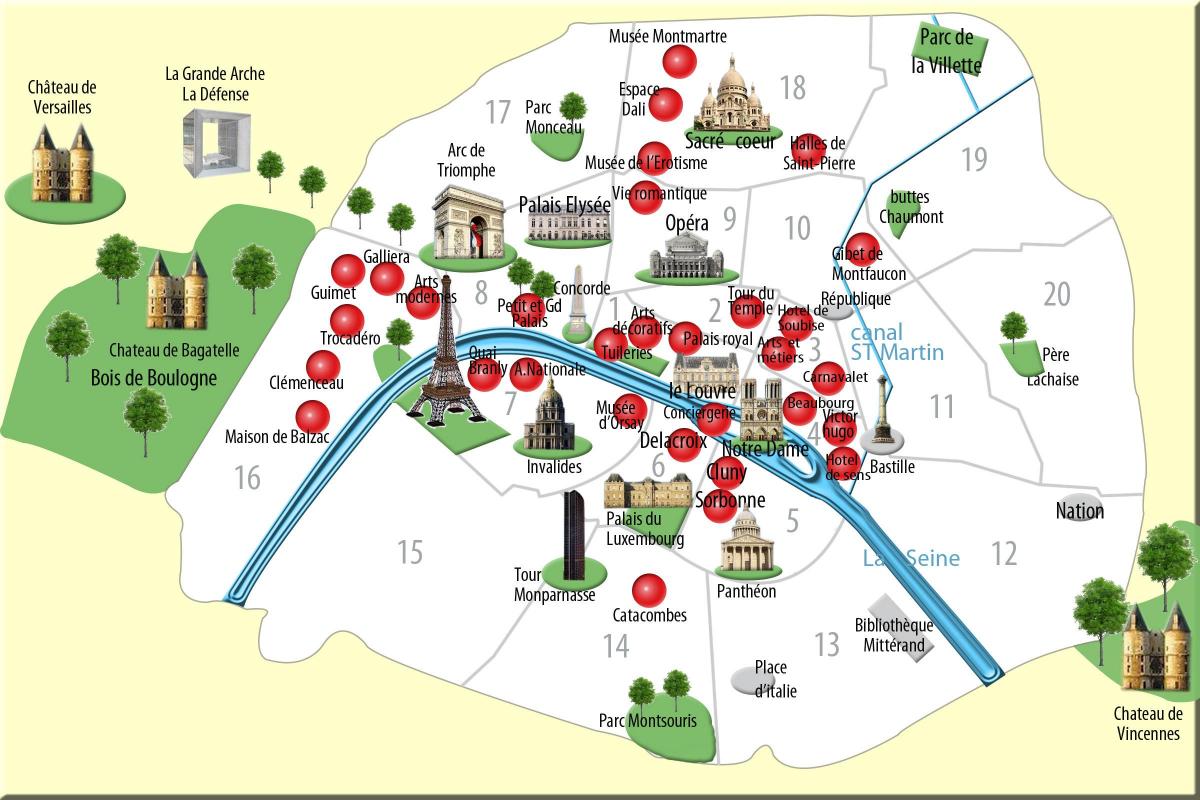Карта на париз споменици