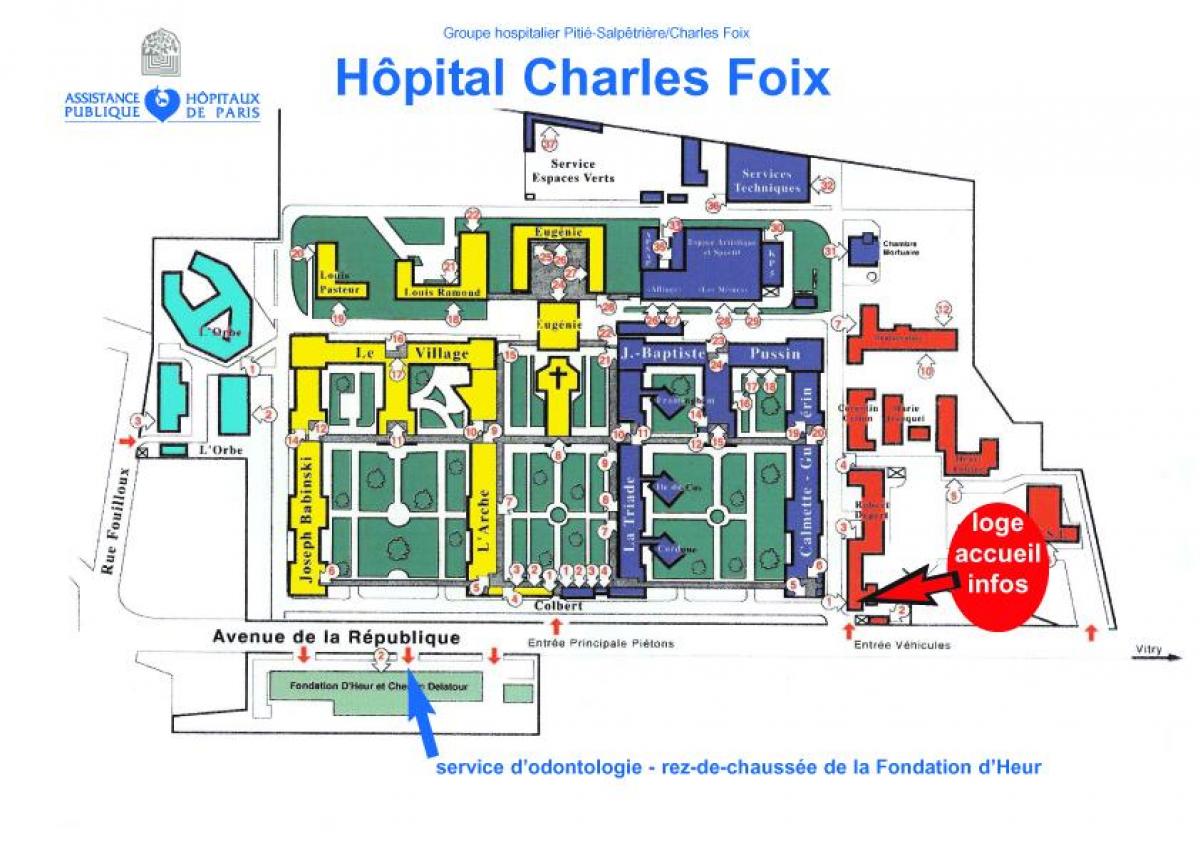 Карта на Чарлс-Foix болница