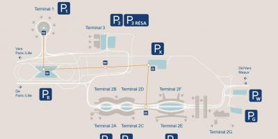 Карта на CDG аеродром паркинг