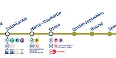 Карта на Париз метрото линија 3
